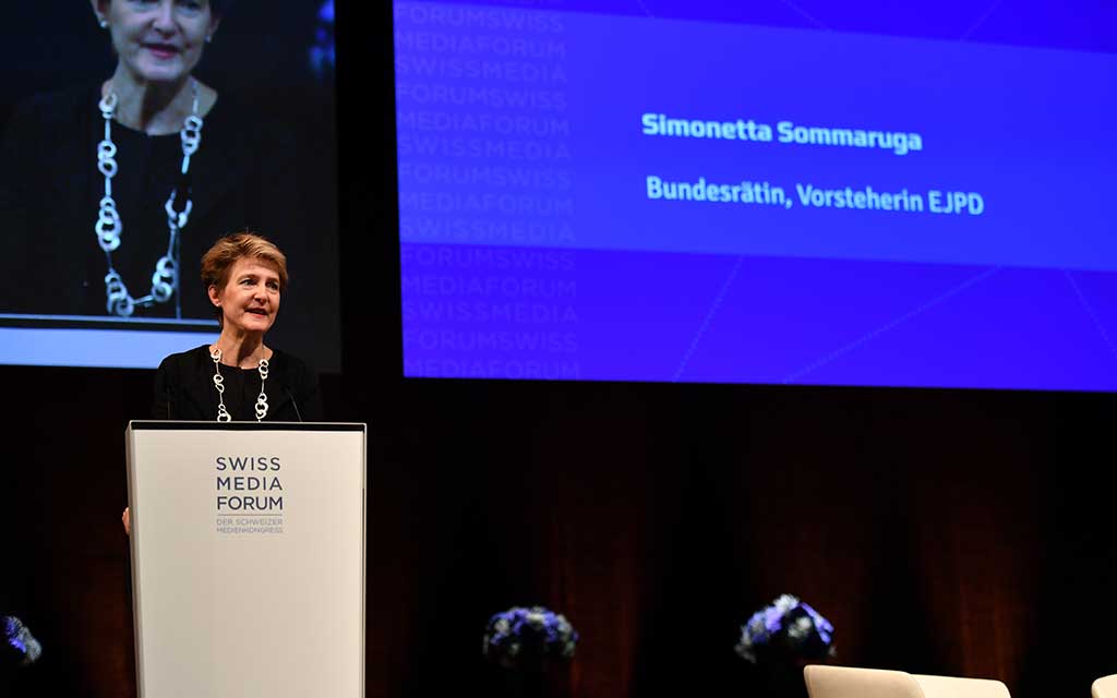 La consigliera federale Simonetta Sommaruga in occasione del discorso