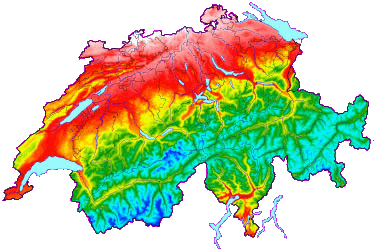 Carte des zones de gravité en Suisse