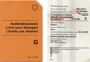 Ausweis G EU/EFTA (Grenzgängerbewilligung)